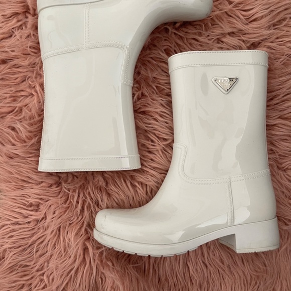 White Prada rain boots - Picture 2 of 2